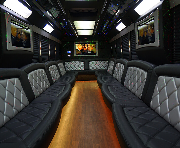 inside a limo bus
